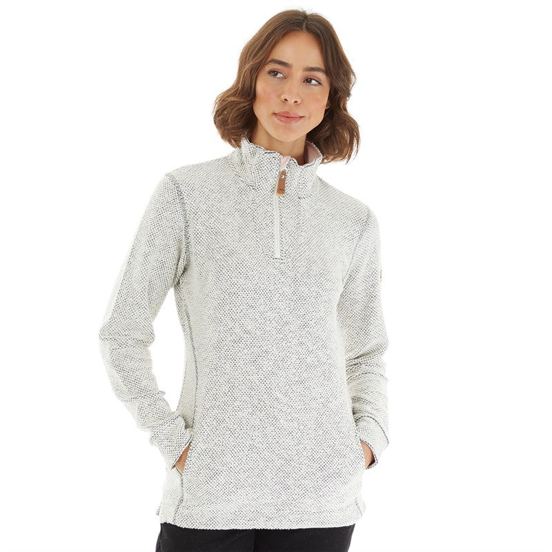 Trespass Womens Ronette Textured Knitted 1/2 Zip Fleece Jacket Off White - Image 3