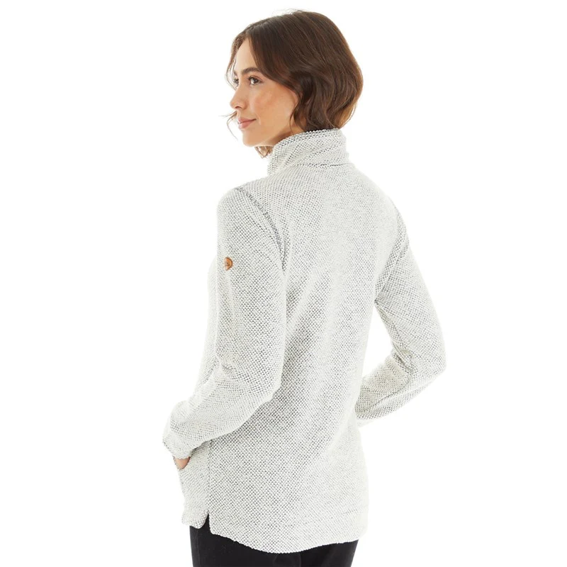 Trespass Womens Ronette Textured Knitted 1/2 Zip Fleece Jacket Off White - Image 4