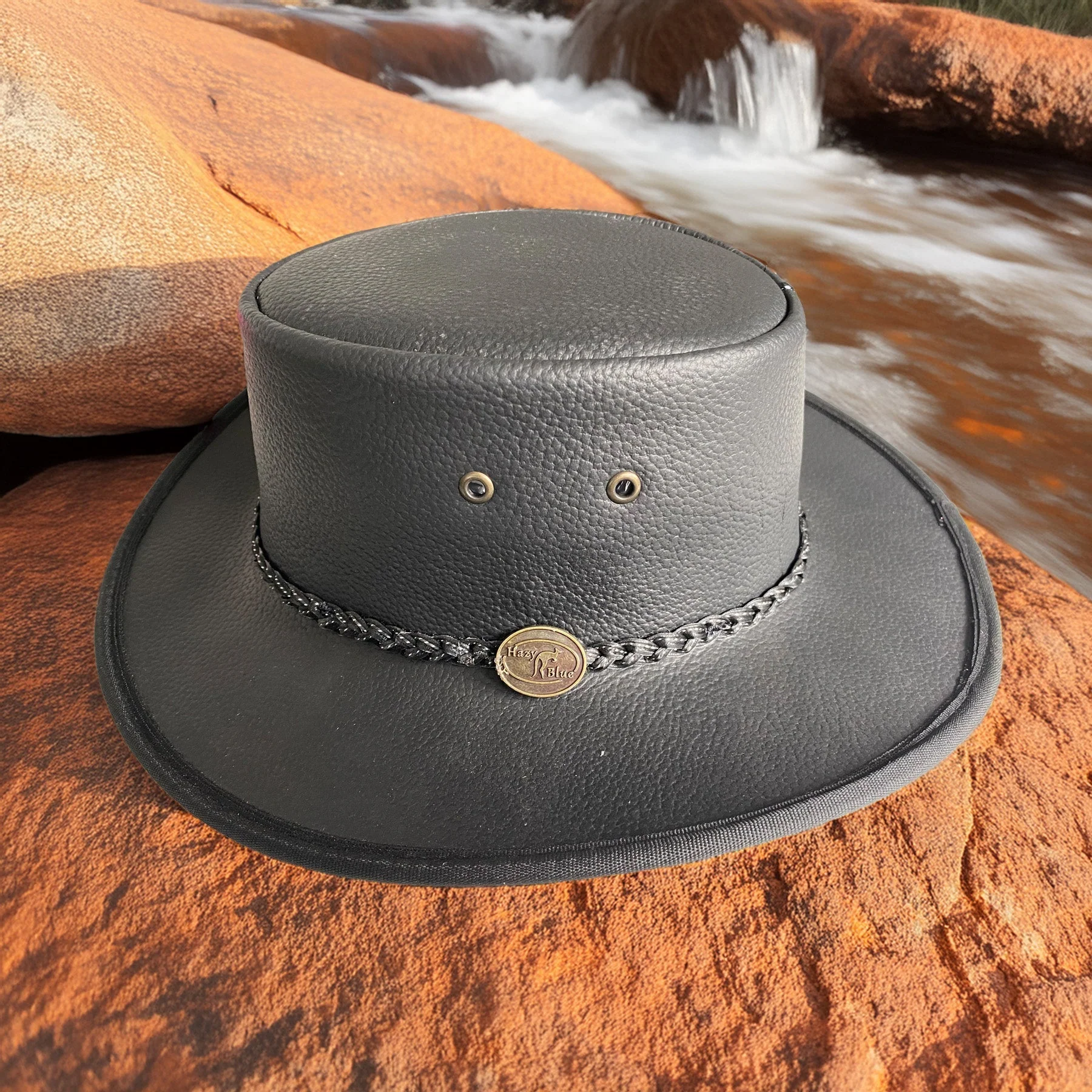 Unisex Real Leather Australian Cowboy Hat with Braided Band - Hobart
