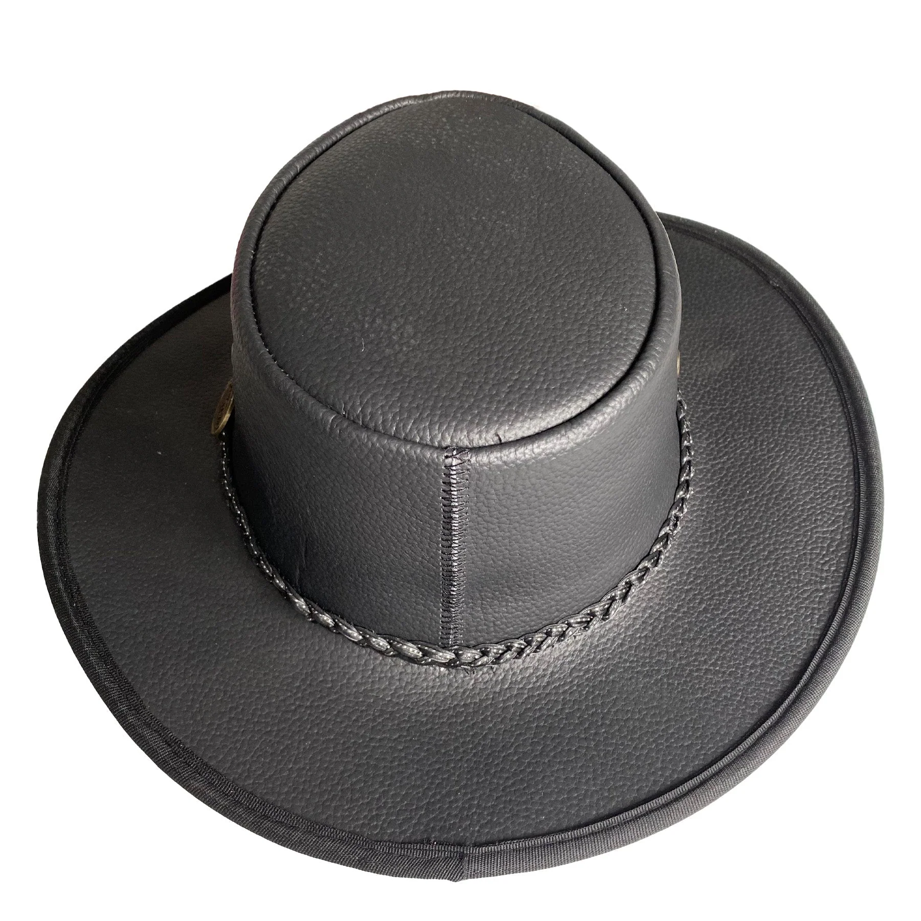 Unisex Real Leather Australian Cowboy Hat with Braided Band - Hobart - Image 3