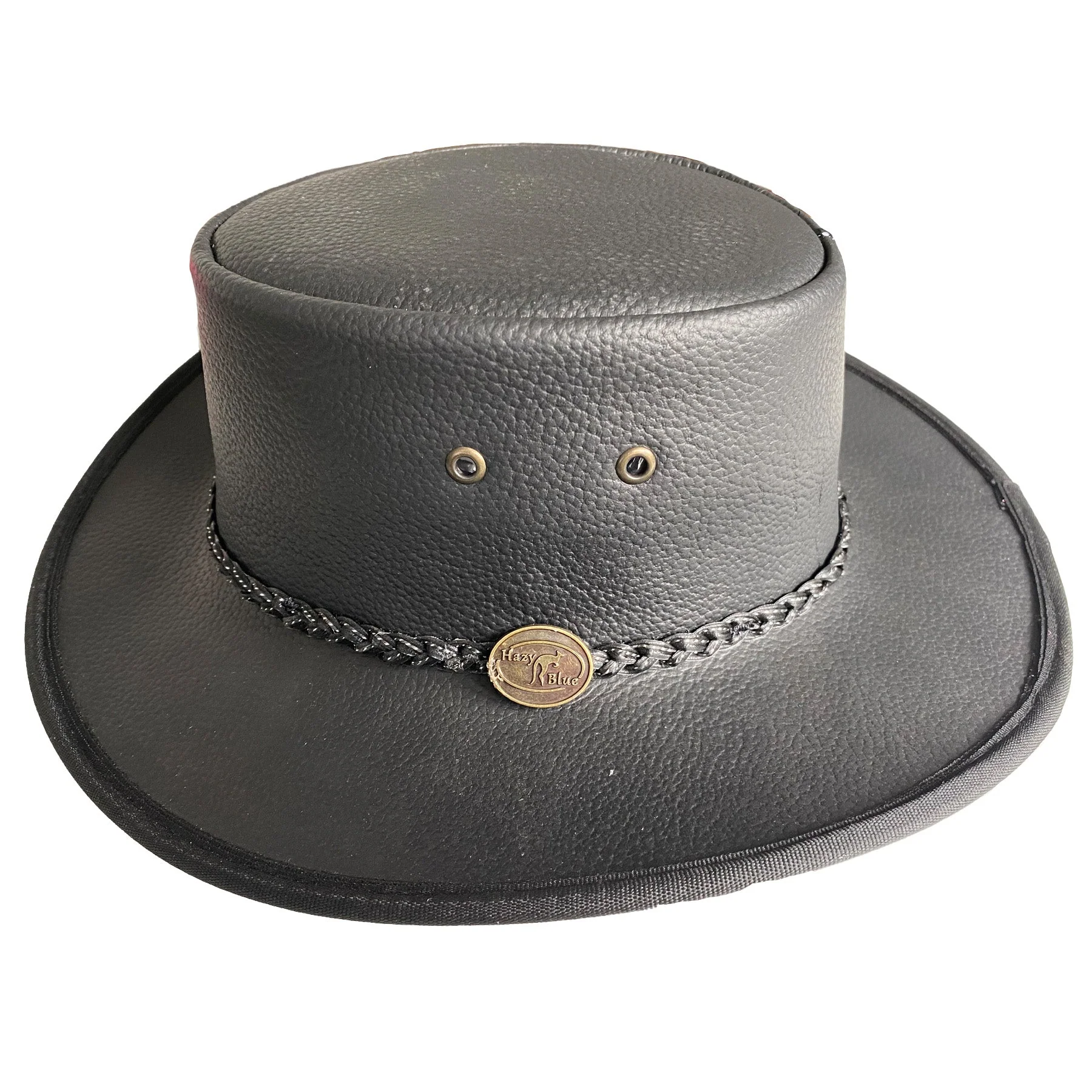 Unisex Real Leather Australian Cowboy Hat with Braided Band - Hobart - Image 4