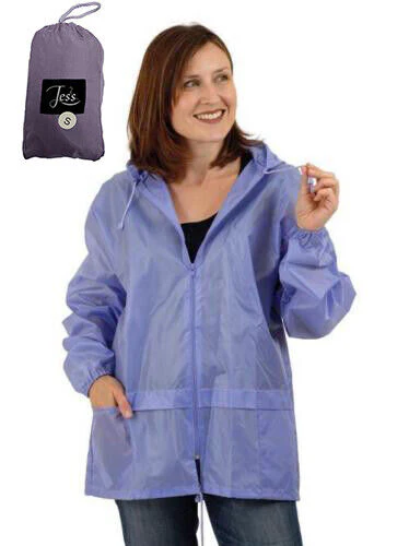 Womens Ladies Nylon Water Resistant Packaway Rain Coat Jacket Foldable Packable - Image 6