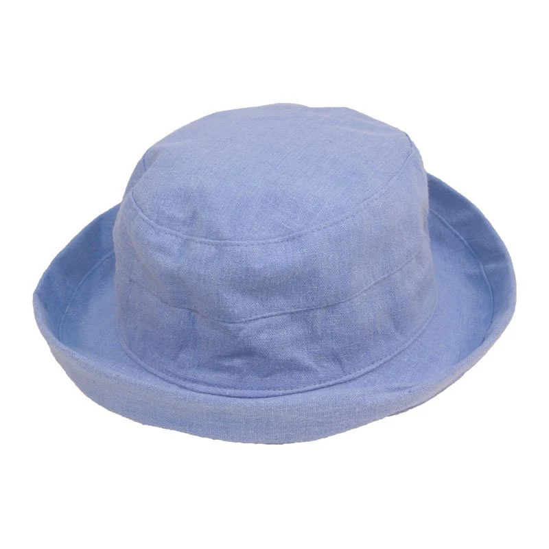 Womens Linen Sun Hat With Turn-up Brim - Image 3
