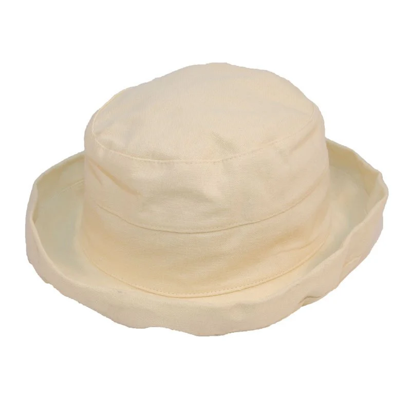 Womens Linen Sun Hat With Turn-up Brim - Image 4