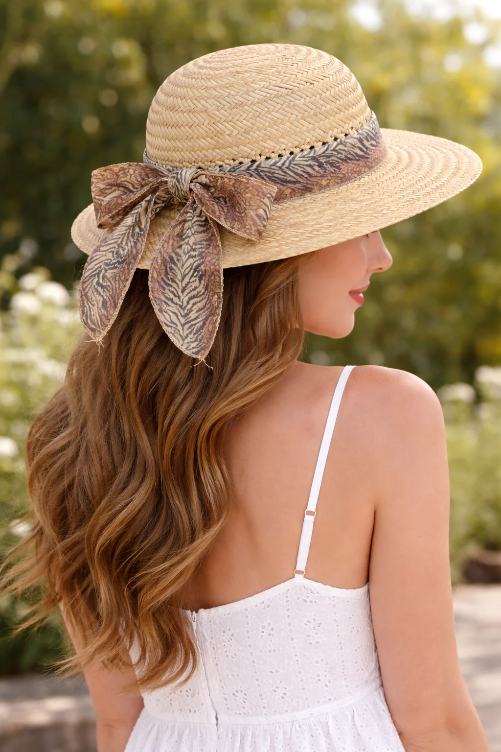 Women's Summer Sun Straw Beach Hat with ribbon